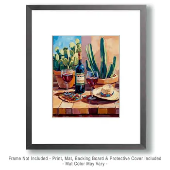 Southwest Wine Still-Life - Wine Wall Art Prints – 8″x10″ Artwork for 11″x14″ Frame