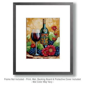 Desert Wine Still-Life - Wine Wall Art Prints – 8″x10″ Artwork for 11″x14″ Frame