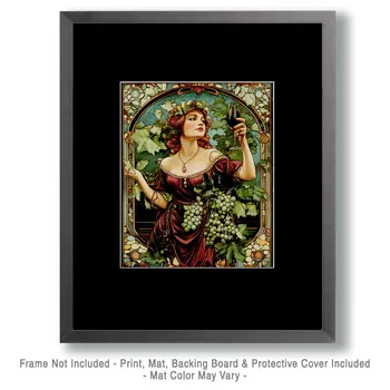 Nouveau Lady with Wine Glass - Wine Wall Art Prints – 8″x10″ Artwork for 11″x14″ Frame