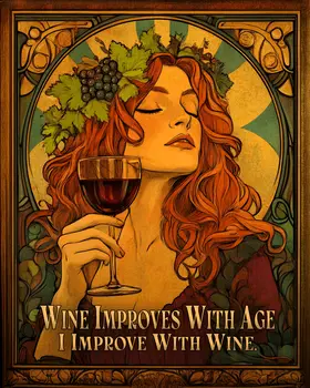 Wine Improves with Age - Wine Wall Art Prints – 8″x10″ Artwork for 11″x14″ Frame