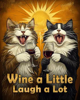 Wine a Little Cats - Wine Wall Art Prints – 8″x10″ Artwork for 11″x14″ Frame