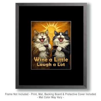 Wine a Little Cats - Wine Wall Art Prints – 8″x10″ Artwork for 11″x14″ Frame