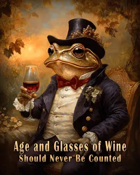 Age and Glasses of Wine - Wine Wall Art Prints – 8″x10″ Artwork for 11″x14″ Frame