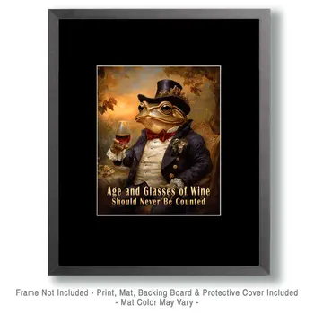 Age and Glasses of Wine - Wine Wall Art Prints – 8″x10″ Artwork for 11″x14″ Frame