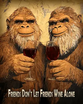 Bigfoot Friends - Wine Wall Art Prints – 8″x10″ Artwork for 11″x14″ Frame