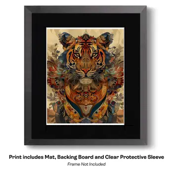 Tiger Portrait Art Nouveau  Art Print - Animal Kingdom Wall Art Prints in Art Nouveau Style – 8″x10″ Artwork for 11″x14″ Frame