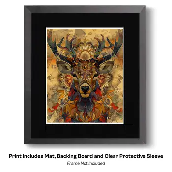Tiger Portrait Art Nouveau  Art Print - Animal Kingdom Wall Art Prints in Art Nouveau Style – 8″x10″ Artwork for 11″x14″ Frame