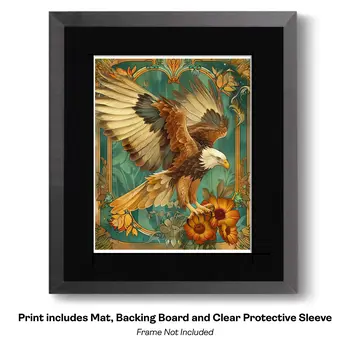 Tiger Portrait Art Nouveau  Art Print - Animal Kingdom Wall Art Prints in Art Nouveau Style – 8″x10″ Artwork for 11″x14″ Frame