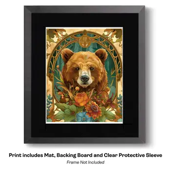 Tiger Portrait Art Nouveau  Art Print - Animal Kingdom Wall Art Prints in Art Nouveau Style – 8″x10″ Artwork for 11″x14″ Frame