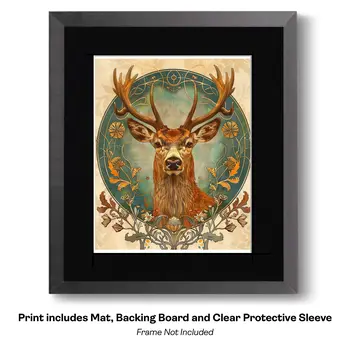 Tiger Portrait Art Nouveau  Art Print - Animal Kingdom Wall Art Prints in Art Nouveau Style – 8″x10″ Artwork for 11″x14″ Frame