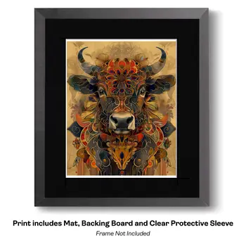 Tiger Portrait Art Nouveau  Art Print - Animal Kingdom Wall Art Prints in Art Nouveau Style – 8″x10″ Artwork for 11″x14″ Frame
