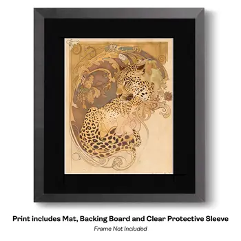 Tiger Portrait Art Nouveau  Art Print - Animal Kingdom Wall Art Prints in Art Nouveau Style – 8″x10″ Artwork for 11″x14″ Frame