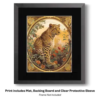 Tiger Portrait Art Nouveau  Art Print - Animal Kingdom Wall Art Prints in Art Nouveau Style – 8″x10″ Artwork for 11″x14″ Frame