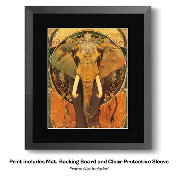 Tiger Portrait Art Nouveau  Art Print - Animal Kingdom Wall Art Prints in Art Nouveau Style – 8″x10″ Artwork for 11″x14″ Frame