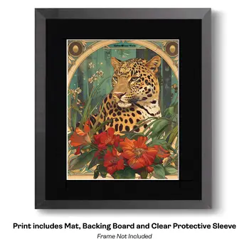 Tiger Portrait Art Nouveau  Art Print - Animal Kingdom Wall Art Prints in Art Nouveau Style – 8″x10″ Artwork for 11″x14″ Frame