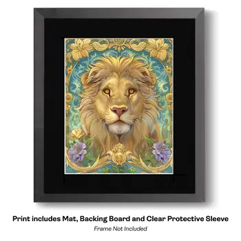 Tiger Portrait Art Nouveau  Art Print - Animal Kingdom Wall Art Prints in Art Nouveau Style – 8″x10″ Artwork for 11″x14″ Frame
