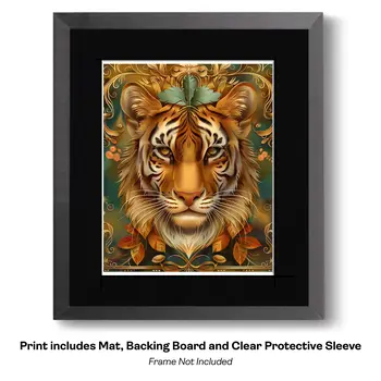 Tiger Portrait Art Nouveau  Art Print - Animal Kingdom Wall Art Prints in Art Nouveau Style – 8″x10″ Artwork for 11″x14″ Frame