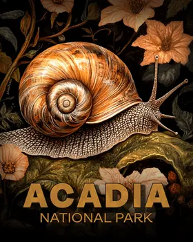 Woodland Snail - Acadia National Park Souvenir Art Prints - 8"x10" Artwork for 11"x14" Frame