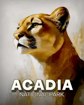 Proud Mountain Lion - Acadia National Park Souvenir Art Prints - 8"x10" Artwork for 11"x14" Frame