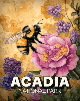 Garden Bumblebee - Acadia National Park Souvenir Art Prints - 8"x10" Artwork for 11"x14" Frame
