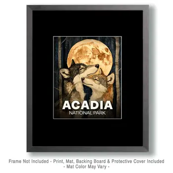Wolves in Love - Acadia National Park Souvenir Art Prints - 8"x10" Artwork for 11"x14" Frame
