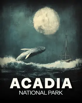 Full Moon Storm - Acadia National Park Souvenir Art Prints - 8"x10" Artwork for 11"x14" Frame