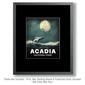 Full Moon Storm - Acadia National Park Souvenir Art Prints - 8"x10" Artwork for 11"x14" Frame