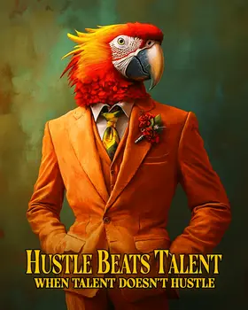 Hustle Beats Talent - Animals in Business Art Prints - 8"x10" Artwork for 11"x14" Frame