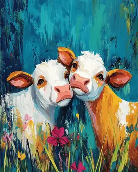 Cows #1 - Animals in Love Wall Art Prints – 8″x10″ Artwork for 11″x14″ Frame