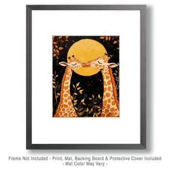 Giraffes #1 - Animals in Love Wall Art Prints – 8″x10″ Artwork for 11″x14″ Frame