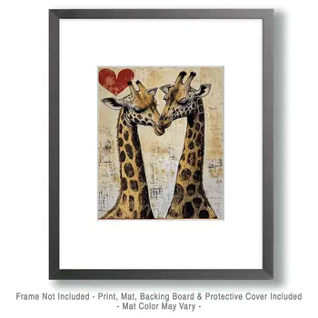 Giraffes #2 - Animals in Love Wall Art Prints – 8″x10″ Artwork for 11″x14″ Frame