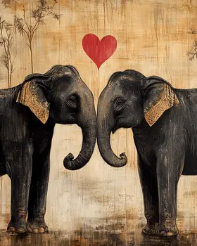 Elephant #1 - Animals in Love Wall Art Prints – 8″x10″ Artwork for 11″x14″ Frame