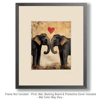 Elephant #1 - Animals in Love Wall Art Prints – 8″x10″ Artwork for 11″x14″ Frame