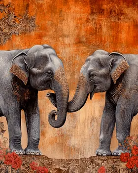 Elephant #2 - Animals in Love Wall Art Prints – 8″x10″ Artwork for 11″x14″ Frame