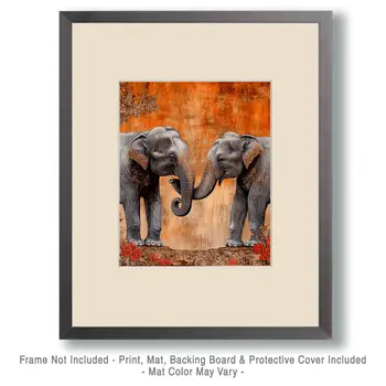 Elephant #2 - Animals in Love Wall Art Prints – 8″x10″ Artwork for 11″x14″ Frame