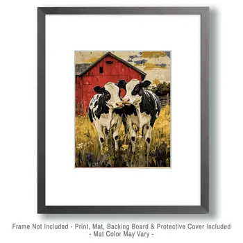 Cows #6 - Animals in Love Wall Art Prints – 8″x10″ Artwork for 11″x14″ Frame