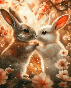 Rabbits #1 - Animals in Love Wall Art Prints – 8″x10″ Artwork for 11″x14″ Frame