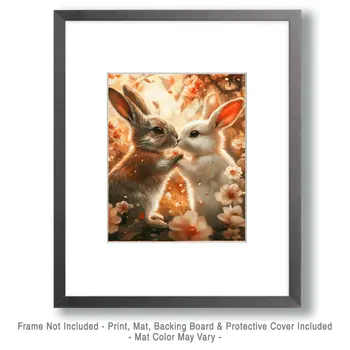 Rabbits #1 - Animals in Love Wall Art Prints – 8″x10″ Artwork for 11″x14″ Frame