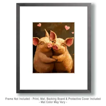 Pigs #1 - Animals in Love Wall Art Prints – 8″x10″ Artwork for 11″x14″ Frame