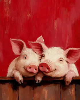Pigs #2 - Animals in Love Wall Art Prints – 8″x10″ Artwork for 11″x14″ Frame