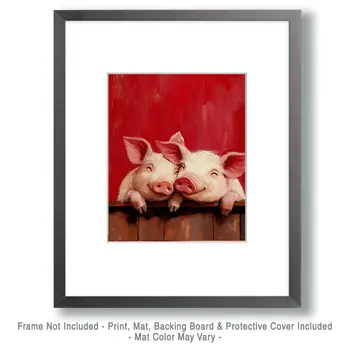 Pigs #2 - Animals in Love Wall Art Prints – 8″x10″ Artwork for 11″x14″ Frame
