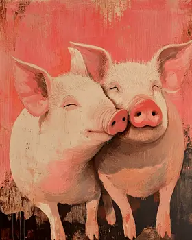 Pigs #3 - Animals in Love Wall Art Prints – 8″x10″ Artwork for 11″x14″ Frame