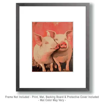 Pigs #3 - Animals in Love Wall Art Prints – 8″x10″ Artwork for 11″x14″ Frame