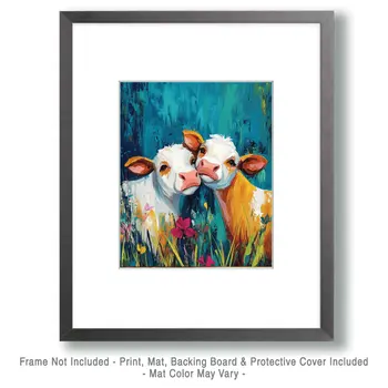 Cows #1 - Animals in Love Wall Art Prints – 8″x10″ Artwork for 11″x14″ Frame