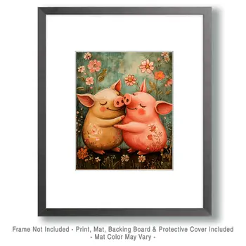 Pigs #4 - Animals in Love Wall Art Prints – 8″x10″ Artwork for 11″x14″ Frame