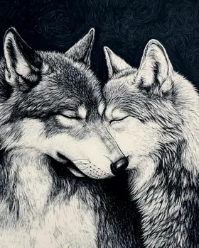 Wolves #3 - Animals in Love Wall Art Prints – 8″x10″ Artwork for 11″x14″ Frame