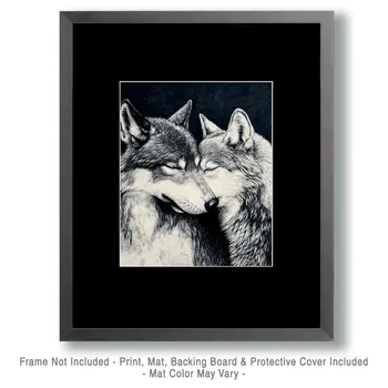 Wolves #3 - Animals in Love Wall Art Prints – 8″x10″ Artwork for 11″x14″ Frame