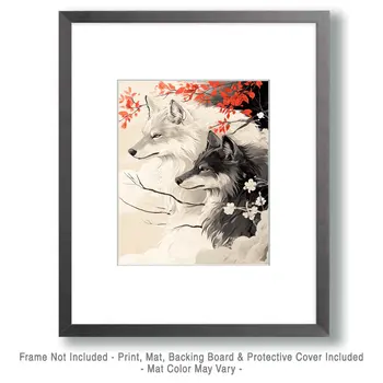 Wolves #5 - Animals in Love Wall Art Prints – 8″x10″ Artwork for 11″x14″ Frame