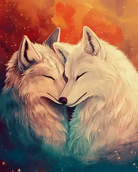 Wolves #6 - Animals in Love Wall Art Prints – 8″x10″ Artwork for 11″x14″ Frame