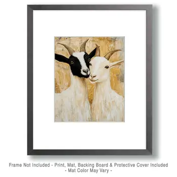 Goats #2 - Animals in Love Wall Art Prints – 8″x10″ Artwork for 11″x14″ Frame